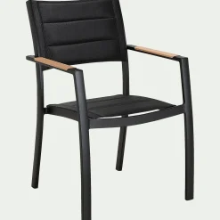 Chaise De Jardin*alinea Chaise de jardin avec accoudoirs en aluminium et textilène - Noir