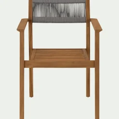 Chaise De Jardin*alinea Chaise de jardin avec accoudoirs en teck FSC et cordage - Bois clair