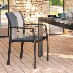 Chaise De Jardin*alinea Chaise de jardin avec accoudoirs en aluminium et textilène - Gris