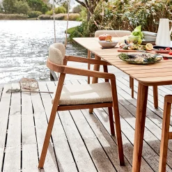 Chaise De Jardin*alinea Chaise de jardin avec accoudoirs en teck massif - Bois foncé