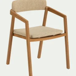 Chaise De Jardin*alinea Chaise de jardin avec accoudoirs en teck massif - Bois foncé