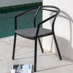 Chaise De Jardin*alinea Chaise de jardin avec accoudoirs en aluminium - noir