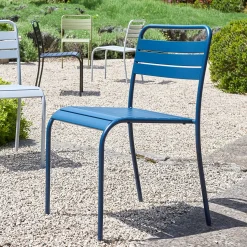 Chaise De Jardin*alinea Chaise de jardin empilable en acier - figuerolles Bleu