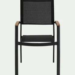 Chaise De Jardin*alinea Chaise de jardin empilable avec accoudoirs en aluminium - Noir