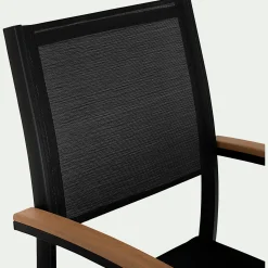 Chaise De Jardin*alinea Chaise de jardin empilable avec accoudoirs en aluminium - Noir