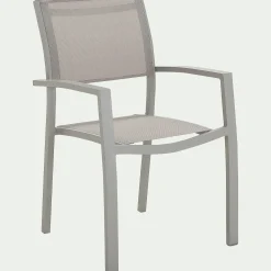 Chaise De Jardin*alinea Chaise de jardin empilable avec accoudoirs en textilène - vésuve Gris