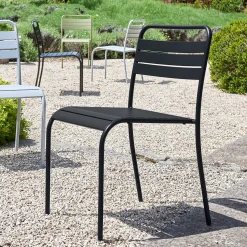 Chaise De Jardin*alinea Chaise de jardin empilable en acier - Noir