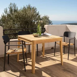 Chaise De Jardin*alinea Chaise de jardin empilable avec accoudoirs en aluminium et résine tressée - anthracite Gris