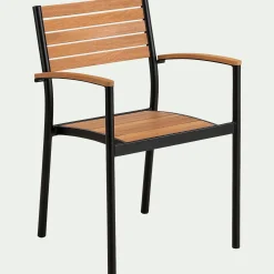 Chaise De Jardin*alinea Chaise de jardin empilable avec accoudoirs en aluminium et eucalyptus - Bois clair
