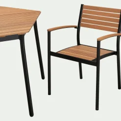 Chaise De Jardin*alinea Chaise de jardin empilable avec accoudoirs en aluminium et eucalyptus - Bois clair