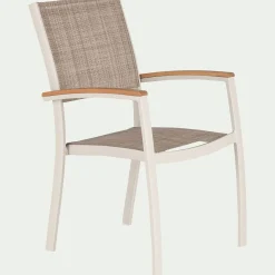 Chaise De Jardin*alinea Chaise de jardin empilable avec accoudoirs en aluminium - écru Blanc