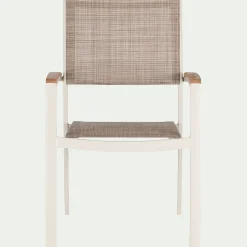 Chaise De Jardin*alinea Chaise de jardin empilable avec accoudoirs en aluminium - écru Blanc