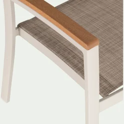 Chaise De Jardin*alinea Chaise de jardin empilable avec accoudoirs en aluminium - écru Blanc