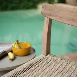 Chaise De Jardin|Chaise De Salle À Manger*alinea Chaise de jardin en acacia et assise en corde - Bois foncé