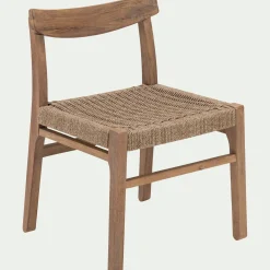 Chaise De Jardin|Chaise De Salle À Manger*alinea Chaise de jardin en acacia et assise en corde - Bois foncé