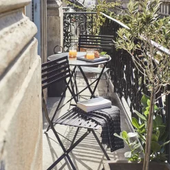 Chaise De Jardin*alinea Chaise de jardin pliante en acier - Noir