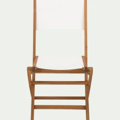 Chaise De Jardin*alinea Chaise de jardin pliante en acacia huilé et tissu - Blanc