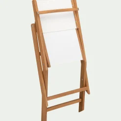 Chaise De Jardin*alinea Chaise de jardin pliante en acacia huilé et tissu - Blanc