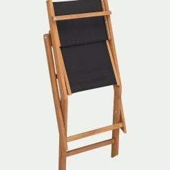 Chaise De Jardin*alinea Chaise de jardin pliante en acacia huilé et tissu - Noir