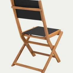 Chaise De Jardin*alinea Chaise de jardin pliante en acacia huilé et tissu - Noir
