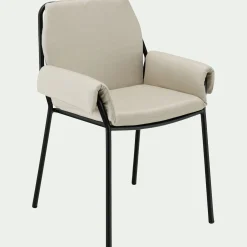 Chaise De Jardin*alinea Chaise de jardin rembourrée avec accoudoirs en acier et tissu - Beige