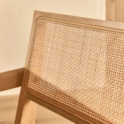 Chaise De Salle À Manger*alinea Chaise de repas avec accoudoirs en acajou et cannage - Bois clair