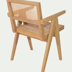 Chaise De Salle À Manger*alinea Chaise de repas avec accoudoirs en acajou et cannage - Bois clair