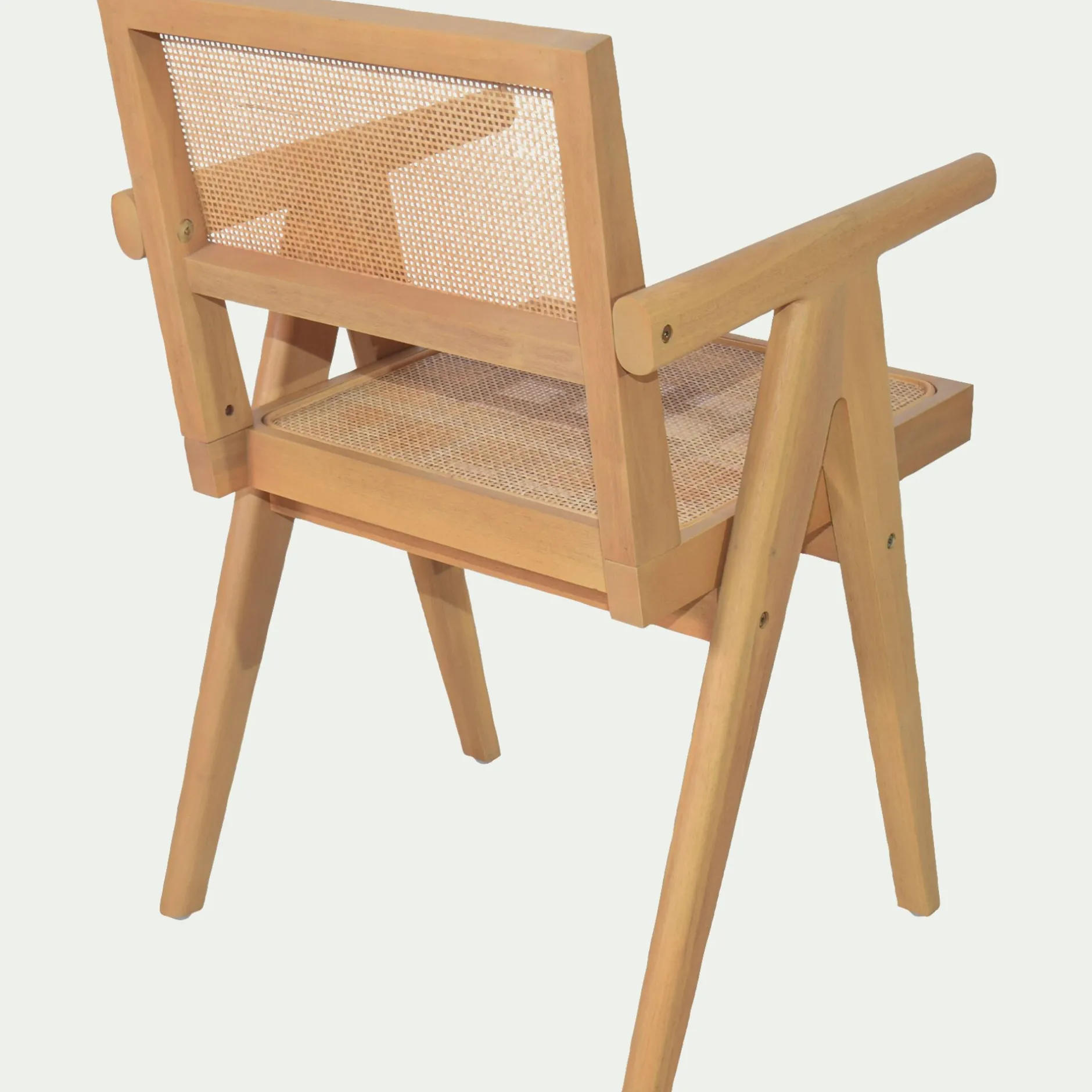 Chaise De Salle À Manger*alinea Chaise de repas avec accoudoirs en acajou et cannage - Bois clair