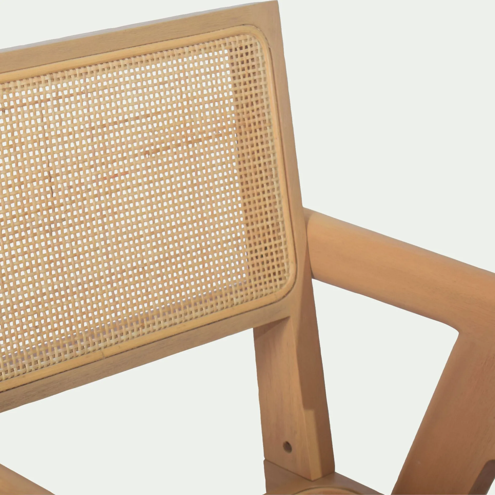 Chaise De Salle À Manger*alinea Chaise de repas avec accoudoirs en acajou et cannage - Bois clair