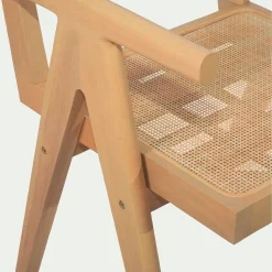 Chaise De Salle À Manger*alinea Chaise de repas avec accoudoirs en acajou et cannage - Bois clair