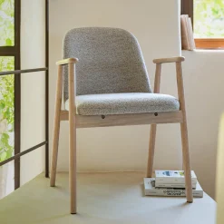 Chaise De Salle À Manger*alinea Chaise de repas avec accoudoirs en tissu - Gris