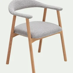 Chaise De Salle À Manger*alinea Chaise de repas avec accoudoirs en bois et tissu - Gris