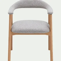 Chaise De Salle À Manger*alinea Chaise de repas avec accoudoirs en bois et tissu - Gris