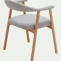 Chaise De Salle À Manger*alinea Chaise de repas avec accoudoirs en bois et tissu - Gris