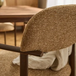 Chaise De Salle À Manger*alinea Chaise de repas avec accoudoirs en tissu et acier - brun châtaignier Marron