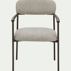 Chaise De Salle À Manger*alinea Chaise de repas avec accoudoirs en tissu et acier - Gris