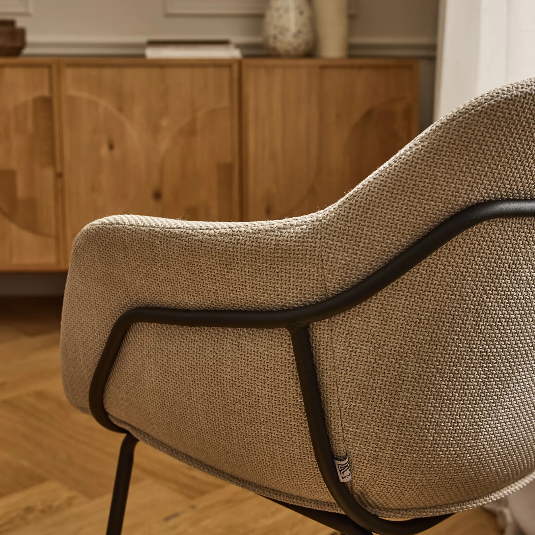 Chaise De Salle À Manger*alinea Chaise de repas avec accoudoirs en tissu - alpilles Beige