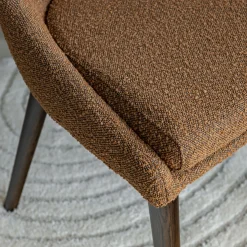 Chaise De Salle À Manger*alinea Chaise de repas en tissu bouclette rasé - brun chataignier Marron