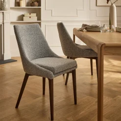 Chaise De Salle À Manger*alinea Chaise de repas en tissu bouclette rasé - clair Gris