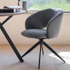 Chaise De Salle À Manger*alinea Chaise de repas pivotante avec accoudoirs en tissu - Gris