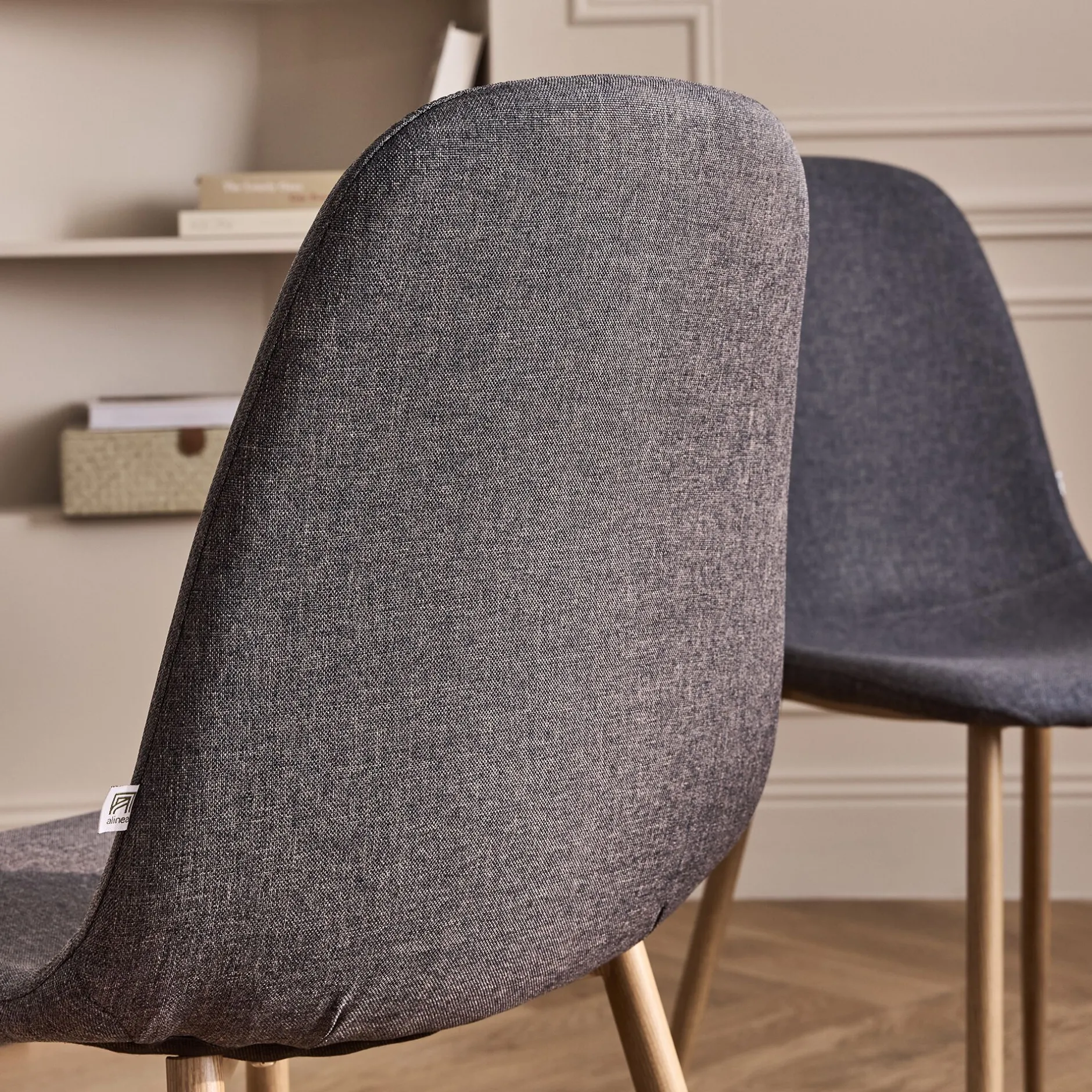 Chaise De Salle À Manger*alinea Chaise en acier effet bois et tissu - ardoise Gris