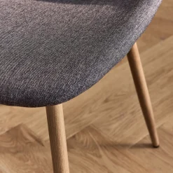 Chaise De Salle À Manger*alinea Chaise en acier effet bois et tissu - ardoise Gris