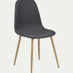 Chaise De Salle À Manger*alinea Chaise en acier effet bois et tissu - ardoise Gris