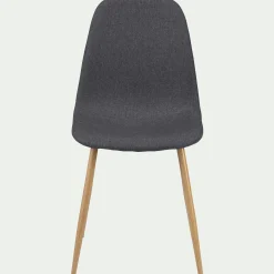 Chaise De Salle À Manger*alinea Chaise en acier effet bois et tissu - ardoise Gris
