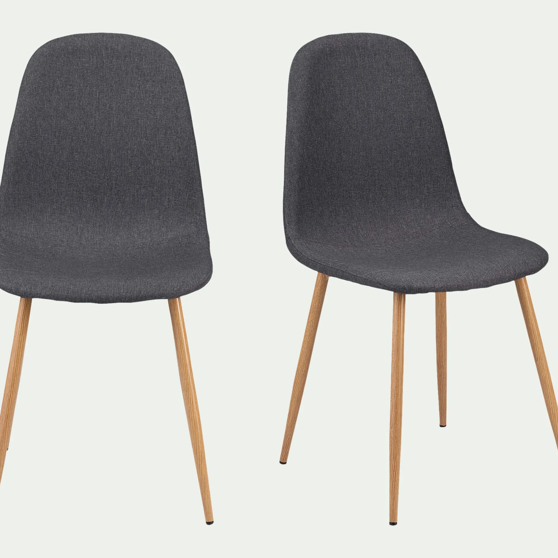 Chaise De Salle À Manger*alinea Chaise en acier effet bois et tissu - ardoise Gris