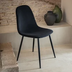 Chaise De Salle À Manger*alinea Chaise en acier effet bois et tissu - Noir