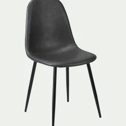 Chaise De Salle À Manger*alinea Chaise en acier et simili avec piètement - Noir