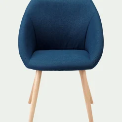 Chaise De Salle À Manger*alinea Chaise en tissu avec accoudoirs et piétement naturel - figuerolles Bleu