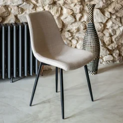 Chaise De Salle À Manger*alinea Chaise en tissu bouclettes et en métal - Beige