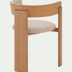 Chaise De Salle À Manger*alinea Chaise en tissu bouclette avec accoudoirs - Blanc